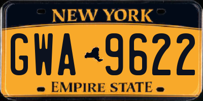 NY license plate GWA9622