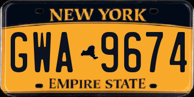 NY license plate GWA9674
