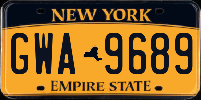 NY license plate GWA9689