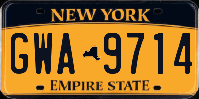 NY license plate GWA9714