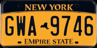 NY license plate GWA9746