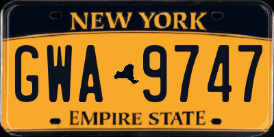 NY license plate GWA9747