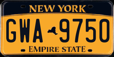 NY license plate GWA9750