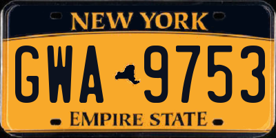 NY license plate GWA9753