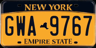 NY license plate GWA9767