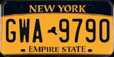 NY license plate GWA9790