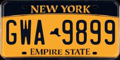NY license plate GWA9899