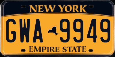 NY license plate GWA9949