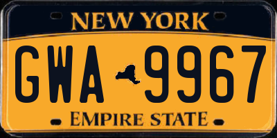 NY license plate GWA9967