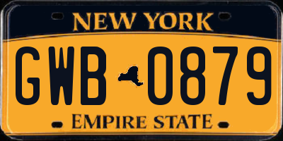 NY license plate GWB0879