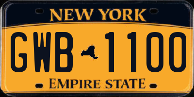 NY license plate GWB1100