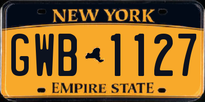 NY license plate GWB1127