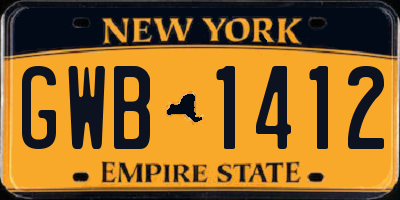 NY license plate GWB1412