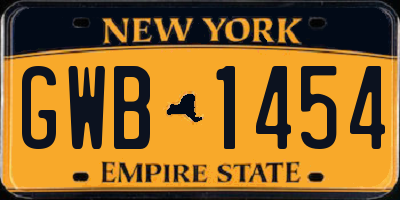 NY license plate GWB1454