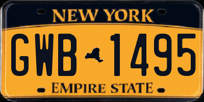 NY license plate GWB1495