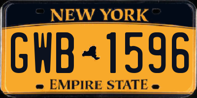 NY license plate GWB1596