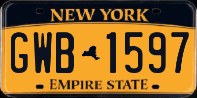 NY license plate GWB1597