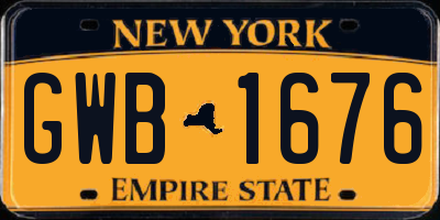 NY license plate GWB1676