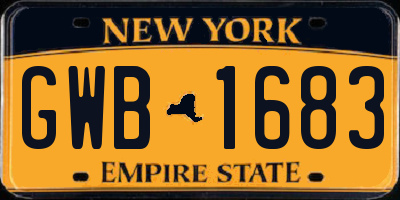 NY license plate GWB1683