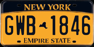 NY license plate GWB1846