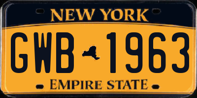 NY license plate GWB1963