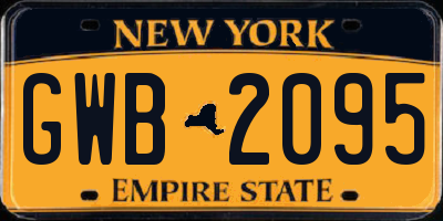 NY license plate GWB2095