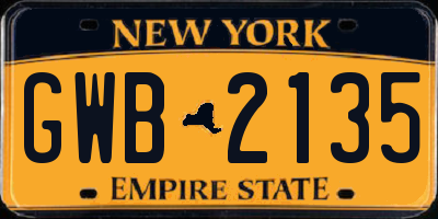 NY license plate GWB2135