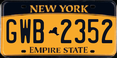 NY license plate GWB2352