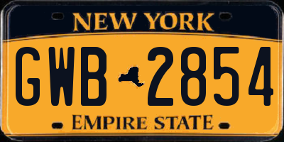NY license plate GWB2854
