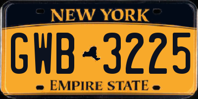 NY license plate GWB3225