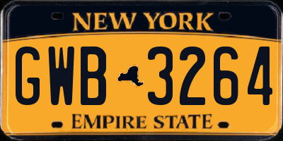 NY license plate GWB3264