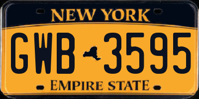 NY license plate GWB3595