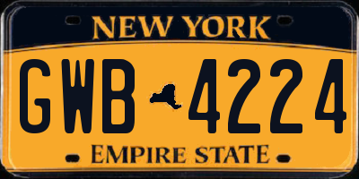 NY license plate GWB4224