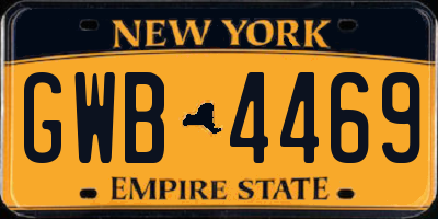NY license plate GWB4469