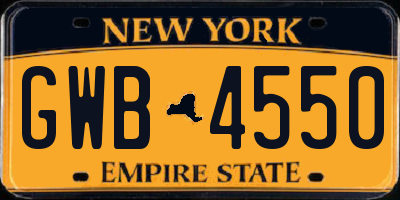 NY license plate GWB4550