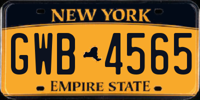 NY license plate GWB4565