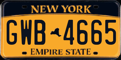 NY license plate GWB4665
