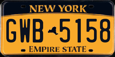 NY license plate GWB5158