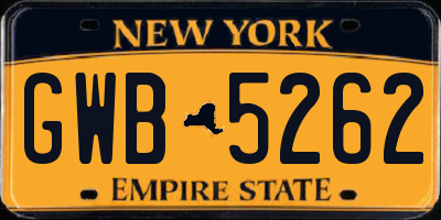 NY license plate GWB5262