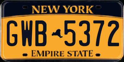 NY license plate GWB5372