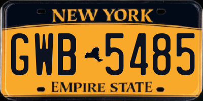 NY license plate GWB5485