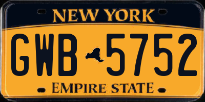 NY license plate GWB5752