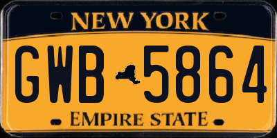 NY license plate GWB5864