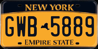 NY license plate GWB5889