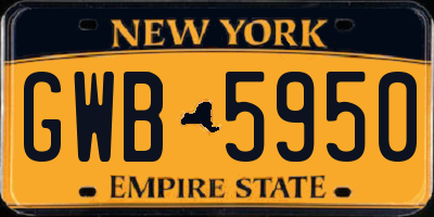 NY license plate GWB5950