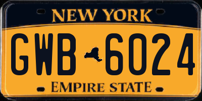 NY license plate GWB6024