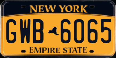 NY license plate GWB6065