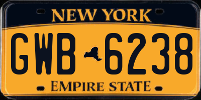 NY license plate GWB6238