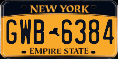NY license plate GWB6384