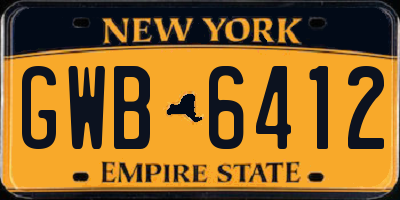 NY license plate GWB6412